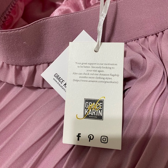 NWT Grace Karin pink pleated skirt - Picture 2 of 3